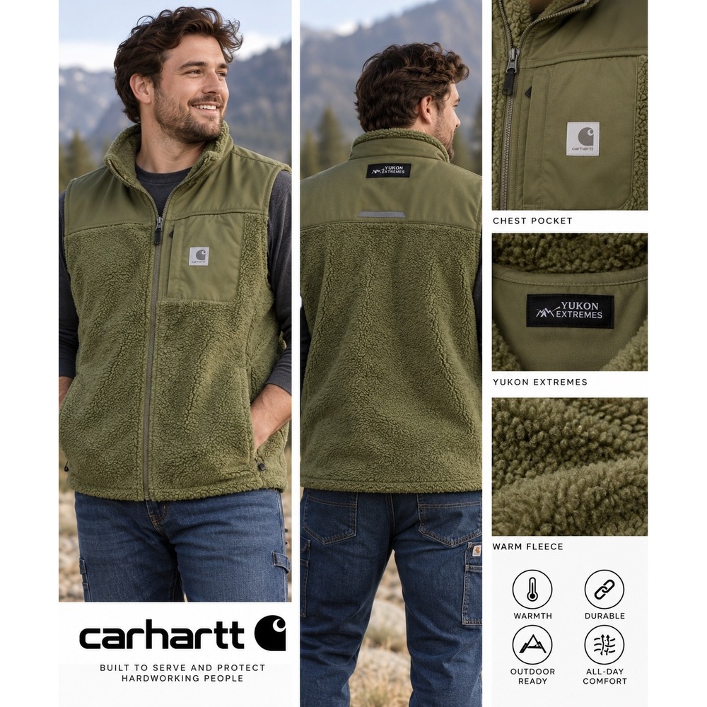 Carhartt Yukon Extremes Fleece Vest 2XL Tall Burnt Olive 104515-391 Relaxed Fit